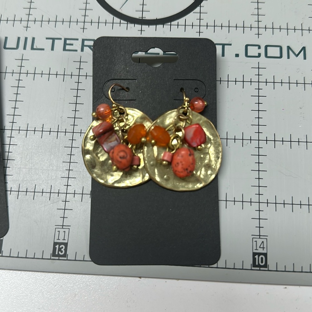 Gold & Orange Bead Earrings
